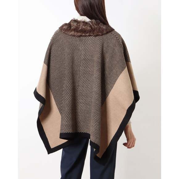 New Anne Klein Detachable Faux Fur-Trimmed Zip-Up sweater Poncho $159 2X/3X - Picture 10 of 12